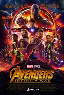 This is a poster for Avengers: Infinity War. The poster art copyright is believed to belong to the distributor of the film, Walt Disney Studios Motion Pictures, the publisher, Marvel Studios, or the graphic artist.