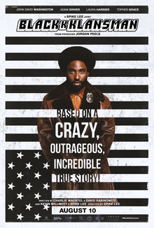 This is a poster for BlacKkKlansman. The poster art copyright is believed to belong to the distributor of the item promoted, the publisher of the item promoted or the graphic artist